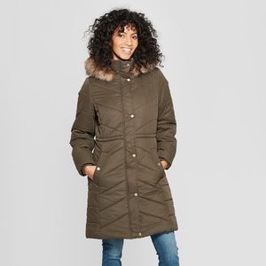 Women's Long Quilted Puffer Jacket - A
New Day-Olive- Large